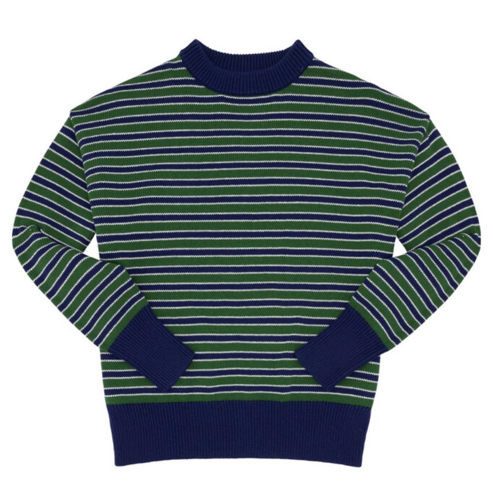 Minnow Evergreen and Stripe Knit Sweater